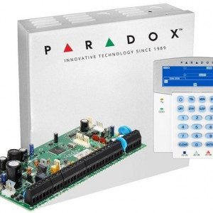 Kit alarmă Paradox SP6000(CT) + tastatură K35 LCD cu pictograme, cutie metalică AWO000EI cu transformator, 8-32 zone