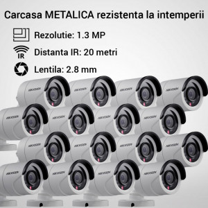 Kit Hikvision CCTV 16 camere bullet TurboHD 1.3MP MK059-KIT09
