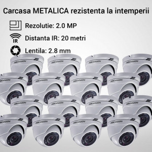 Kit Hikvision CCTV 16 camere dome TurboHD 2.0MP MK066-KIT16