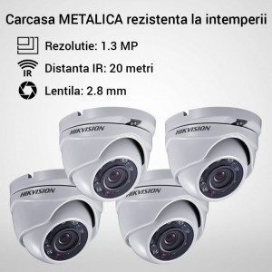 Kit Hikvision CCTV 4 camere dome TurboHD 1.3MP MK051-KIT01