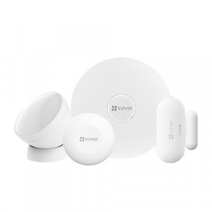 Kit senzori Smart Home Ezviz CS-B1, include Gateway A3 (Wi-Fi/ZigBee 3.0), senzor miscare PIR, senzor magnetic usa/fereastra, buton inteligent, distanta comunicare 200m, control prin aplicatie, alerte in timp real