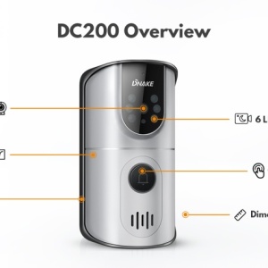 Kit sonerie video wireless Dnake DK250 (DC200 + DM50), monitor 7 inch, captura foto/video, slot card SD, distanta 400m, frecventa 2.4GHz, IP65, baterie reincarcabila - Img 5