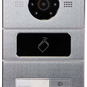 Post exterior videointerfon IP HikVision DS-KV8102-IM pentru 1 familie, rezolutie 1.3MP HD, cititor card IC integrat, iluminare IR 5m, carcasa aluminiu, protectie IP65, montaj ingropat, alimentare PoE/12V, seria Pro - Img 2