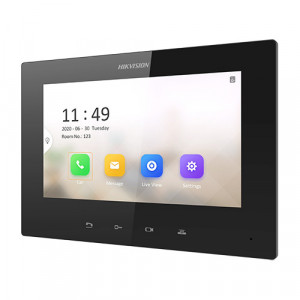 Post interior videointerfon Hikvision IP 7 inch DS-KH6220-LE1, ecran color non-touch, rezolutie 1024 x 600, alimentare PoE standard, vizualizare camere IP si post exterior, butoane fizice, design slim, configurare LAN - Img 2