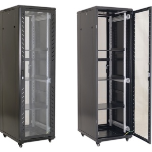 Rack metalic de podea 42U AS6842, standard 19 inch, dimensiuni 600x800x2055mm, sarcina maxima 800kg, negru, protectie IP20, usi fata/spate cu inchizatoare, include 4 ventilatoare si 1 raft, livrare dezasamblata - Img 2