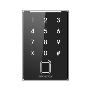 Reader control acces Hikvision PRO Series DS‑K1109DKFB tastatura RFID 125kHz/13.56MHz, IP68, iluminare LED, buzzer, suport Wiegand/RS‑485, anti‑tamper, citire stand‑alone sau integrat cu controller, carcasa metalica rezistenta