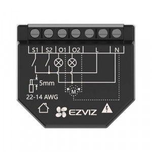 Releu inteligent Wi-Fi Ezviz CS-T36-R100-WM cu 2 canale, monitorizare consum energie, protectie la suprasarcina si temperatura, control prin aplicatie, distanta semnal 200m, montaj in doza, compatibil cu intrerupatoare