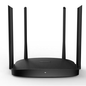 Router Wi‑Fi HikVision DS‑3WR12GC, dual‑band cu 4 antene amplify 5 dBi, tehnologie beamforming pentru optimizare semnal, comutare inteligenta dual‑band si sincronizare cont broadband pentru conectivitate stabila in reteaua locala