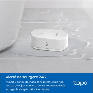 Senzor smart inundatie wireless TP-Link Tapo T300, detectie scurgeri apa cu 6 sonde, alarma sonora 90dB si luminoasa, notificari in aplicatie, protectie IP67, control prin Hub Tapo, instalare flexibila interior - Img 3