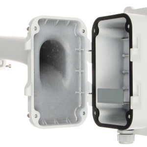 Suport de perete HikVision DS-1604ZJ-BOX pentru camere PTZ Speed Dome, doza de jonctiune inclusa, material aliaj de aluminiu, iesire cabluri spate si jos, carlig pentru cablu siguranta, montaj profesional exterior - Img 7