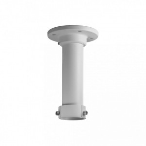 Suport de tavan tip pendul Hikvision DS-1661ZJ pentru camere PTZ, lungime brat 20cm, fabricat din aliaj de aluminiu, culoare Hikvision White, design robust pentru exterior si interior, ideal pentru montaj in spatii cu tavan inalt sau depozite