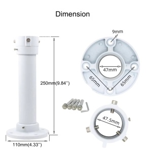 Suport de tavan tip pendul Hikvision DS-1661ZJ pentru camere PTZ, lungime brat 20cm, fabricat din aliaj de aluminiu, culoare Hikvision White, design robust pentru exterior si interior, ideal pentru montaj in spatii cu tavan inalt sau depozite - Img 3
