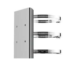 Suport montaj pe stalp HikVision DS-1673ZJ orizontal pentru camere PanoVu si Speed Dome, constructie din otel inoxidabil, culoare Hikvision White, fixare sigura cu coliere metalice incluse