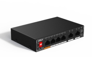 Switch PoE Dahua SG1006P, 6-porturi unmanaged Gigabit cu 4 porturi PoE, Hi-PoE 60W, all-Gigabit, inteligent PoE, PoE watchdog, distanta mare, temperatura operare larga, DH-SG1006P
