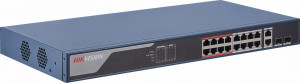Switch PoE HikVision Smart Managed DS-3E1318P-EI, 16 porturi Fast Ethernet PoE (230W), 2 porturi Gigabit Combo, PoE Watchdog, mod Extend 300m, protectie 6KV, management L2 (VLAN/STP), detectie erori cablu