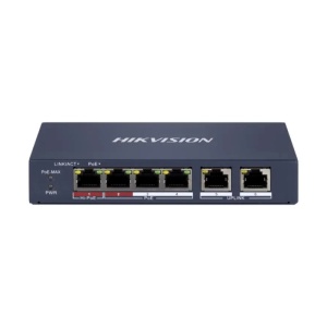Switch PoE unmanaged HikVision DS-3E0106HP-E, 4 porturi Fast Ethernet PoE, 2 porturi Uplink, transmisie Long Range pana la 300m, protectie supratensiune 6KV, management inteligent PoE, alimentare 8-core, prioritate VIP port - Img 5