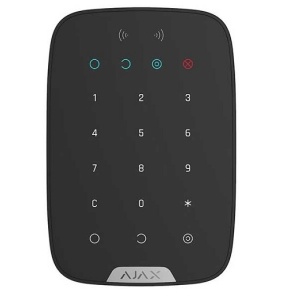 Tastatura wireless AJAX KeyPad Plus (Black), pentru control sistem alarma, iluminare butoane, cod PIN, confirmare sonora, anti‑sabordaj, compatibila cu hub Ajax, blocare automata si instalare usoara