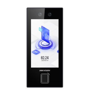 Terminal de control acces cu recunoastere faciala Hikvision DS-K1T344MBFWX/E1, IP, display touch, recunoastere fata/QR, RFID, Wi-Fi, Bluetooth, pentru acces persoane, facelift detection si alarme integrate