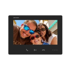 Videointerfon Hikvision DS-KH7300EY-TE2, 2-Wire HD cu monitor 7 inch, touchscreen, rezolutie 1024x600, 3 butoane tactile, 4 butoane virtuale, configurare plug & play, vizualizare live usa, indicatori LED