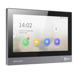 Videointerfon interior IP Hikvision DS-KH8381-WTE1, ecran IPS 7 inch 1024×600, design metal, buton fizic deschidere usa, control via Hik-Connect, PoE IEEE802.3at, suport 16 extensii, interfon live view si integrari avansate