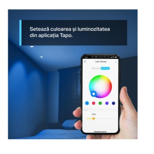 Bec LED inteligent TP‑Link Tapo L630 GU10, Wi‑Fi, 16 milioane culori, temperatura reglabila 2200‑6500K, 350 lumeni, control vocal Alexa/Google, programare si timer, control grup, fara hub, configurare simpla, economie energie - Img 3
