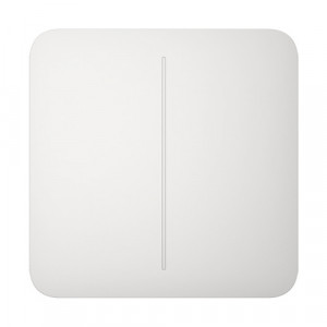 Buton frontal dublu Ajax SoloButton (2-gang) pentru LightSwitch, tactil/contactless, senzor apropiere 15mm, culoare alb (White), compatibil cu releu LightCore (2-gang), design minimalist premium
