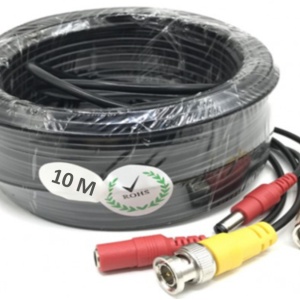 Cablu video si alimentare pentru camere supraveghere, lungime 10m, suporta rezolutie 4K, BD-10-4K, mufe BNC si DC incluse, gata mufat, compatibil tehnologii AHD, CVI, TVI, analog, transmisie semnal fara interferente