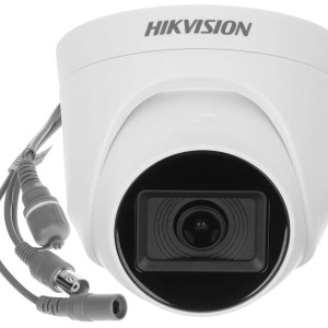 Camera supraveghere analogica HikVision turret 2MP DS-2CE76D0T-ITMFS(2.8mm), microfon incorporat, Audio over Coaxial, EXIR 2.0 IR 30m, 4 in 1 TVI/AHD/CVI/CVBS, protectie IP67, lentila fixa, tehnologie audio integrata - Img 3