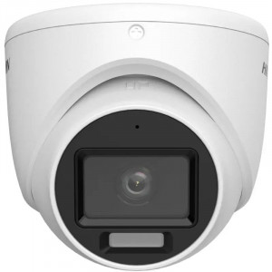 Camera supraveghere analogica HikVision turret 2MP DS-2CE76D0T-LPFS(2.8mm) Smart Hybrid Light, microfon incorporat audio over coaxial, EXIR IR 20m si Lumina Alba 20m, semnal 4 in 1 TVI/AHD/CVI/CVBS, design compact - Img 2