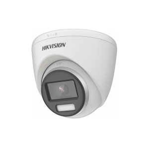 Camera supraveghere analogica Hikvision turret 3K DS‑2CE72KF0T‑FS(2.8mm), ColorVu cu imagini color 24/7, lumina alba pana la 40 m, audio pe coaxial cu microfon incorporat, semnal TVI/AHD/CVI/CVBS, rezistenta IP67 la apa/praf