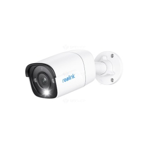 Camera supraveghere exterior Reolink 12MP P340 Ultra HD tehnologie PoE, Color Night Vision cu Spotlight, detectie inteligenta persoane, vehicule si animale, audio bidirectional, protectie IP67, slot card MicroSD, 24/7