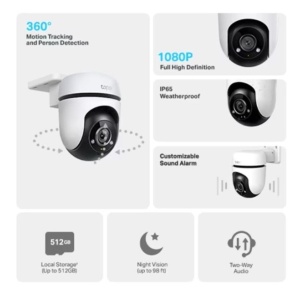 Camera supraveghere exterior VIGI C540 (4mm), 4MP 2560x1440 Full-Color, Pan/Tilt cu auto tracking, IP66, detectie smart, H.265+, audio bidirectional, microSD 512 GB, ONVIF, control prin aplicatia VIGI, garantie 3 ani - Img 2
