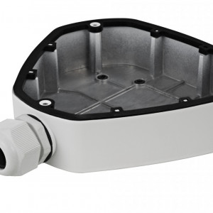 Doza de jonctiune Hikvision DS-1280ZJ-DM25 pentru camere supraveghere, fabricata din aliaj de aluminiu rezistent, montaj pe perete sau tavan, protectie conexiuni electrice, design profesional