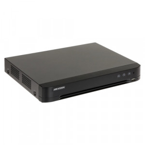 DVR 16 canale Hikvision AcuSense iDS-7216HQHI-M1/S(C)/16A+ALM, rezolutie 3K/5MP Lite, compresie H.265 Pro+, analiza video deep learning, clasificare om/vehicul, suporta 24 camere IP, 1x HDD, 5 semnale adaptiv, culoare negru