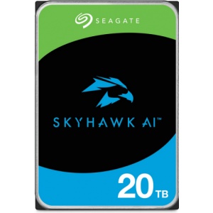 HDD intern Seagate SkyHawk AI Plus Rescue 20TB SATA III 3.5", 7200RPM, 512MB cache, optimizat pentru supraveghere video 24/7 si AI, interfata SATA 6Gb/s, fiabilitate ridicata, ideal pentru DVR/NVR surveillance