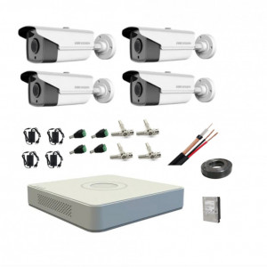 Kit complet 4 camere supraveghere exterior Hikvision 1080P 80 m IR hard 1tb