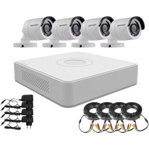 Kit supraveghere video Hikvision 4 Camere 2 MP , DVR 4 canale 1 buc cabluri video+ alimentare 15 metri 4 buc