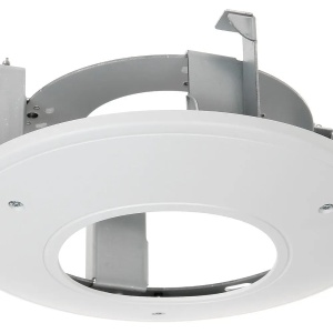 Suport montaj in-ceiling HikVision DS-1227ZJ-DM37 din otel si plastic, culoare alb, design compact pentru interior, instalare incastrata, compatibilitate extinsa camere dome, rezistent si durabil