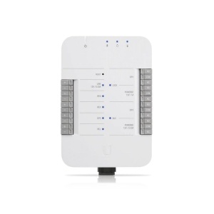 Switch control acces Ubiquiti UA-HUB UniFi Access Hub pentru o singura usa, alimentare PoE++ (802.3bt), 3 porturi PoE 802.3af pentru cititoare, gestionare UniFi Access UDM-Pro, montare pe sina DIN, protectie