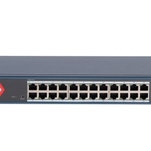 Switch Hikvision DS-3E1524-EIV3, 24 porturi Gigabit RJ45, suport IEEE 802.3az, STP/RSTP cu storm control, DHCP snooping, detectie cablu si protectie la supratensiune 6 kV