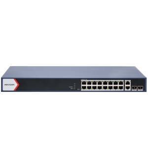 Switch retea PoE Smart Managed Gigabit HikVision DS-3E1520P-EI/M 16 porturi PoE, 2 porturi RJ45 uplink, 2 porturi SFP, buget 125W, transmisie 300m, management cloud Hik-Partner Pro, protectie supratensiune 6kV
