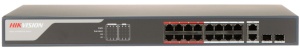 Switch Smart Managed PoE Hikvision DS-3E1318P-EI/M, 16 porturi Fast Ethernet, 1 port Gigabit RJ45, 1 port Gigabit Combo, buget total 130W, PoE Watchdog, transmisie pana la 300m, protectie 6kV, suport VLAN si STP/RSTP - Img 2