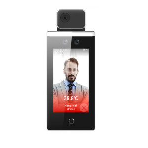 Terminal recunoastere faciala 7 inch HikVision DS-K1TA70MI-T, masurare temperatura (30-45 grade C), precizie 0.5 grade C, 2 MP, cititor card Mifare, detectie masca, capacitate 6.000 fete, ecran touch screen