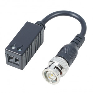 Video Balun pasiv Hunt HTA-TTP111HDL, transmisie semnal HD-CVI/TVI/AHD 720p 300m si 1080p 200m prin cablu UTP, conector BNC male cu pigtail 10cm, terminal cu surub, design compact pentru DVR, fara alimentare