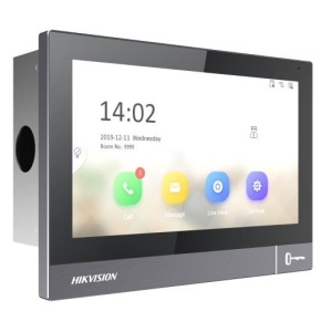 Videointerfon interior IP Hikvision DS-KH8381-WTE1/Flush, ecran IPS 7 inch 1024x600, design metal, buton fizic deschidere usa, control prin Hik‑Connect, PoE IEEE802.3at, suport 16 extensii, montaj aparent/ingropat