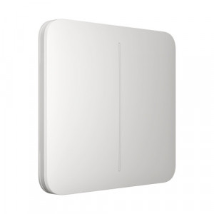 Buton frontal dublu Ajax SoloButton (2-gang) pentru LightSwitch, tactil/contactless, senzor apropiere 15mm, culoare alb (White), compatibil cu releu LightCore (2-gang), design minimalist premium - Img 2