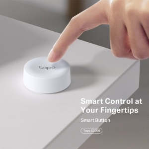 Buton inteligent TP-Link Tapo S200B, Smart Actions pentru control lumini si electronice, gesturi tactile prin apasare si rotire, functie alarma One-Click, consum redus energie, necesita Hub Tapo, culoare alba