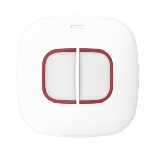 Buton panica wireless Hikvision AX PRO DS-PDEB2-EG2-WE, activare duala eficienta, grad protectie IP66, hopping frecventa anti-bruiaj, configurare integrala App, instalare facila, baterie inclusa, culoare alb