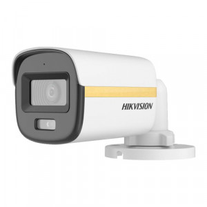 Camera supraveghere Analog Hikvision Mini Bullet 2MP DS-2CE10DF3T-LFS(2.8mm), tehnologie ColorVu si Smart Hybrid Light, audio prin cablu coaxial, microfon incorporat, imagini color 24/7, 130dB True WDR, iluminare 20m, protectie IP67