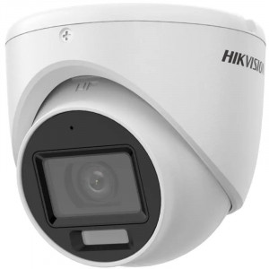 Camera supraveghere analogica HikVision turret 2MP DS-2CE76D0T-LPFS(2.8mm) Smart Hybrid Light, microfon incorporat audio over coaxial, EXIR IR 20m si Lumina Alba 20m, semnal 4 in 1 TVI/AHD/CVI/CVBS, design compact - Img 3